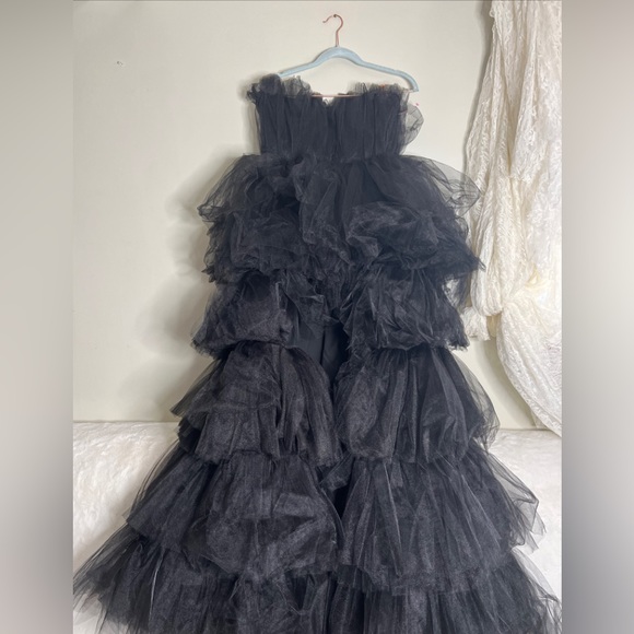 Anthropologie Morphine Fashion Madonna Strapless Tiered Tulle Asymmetric Dress - Picture 5 of 8